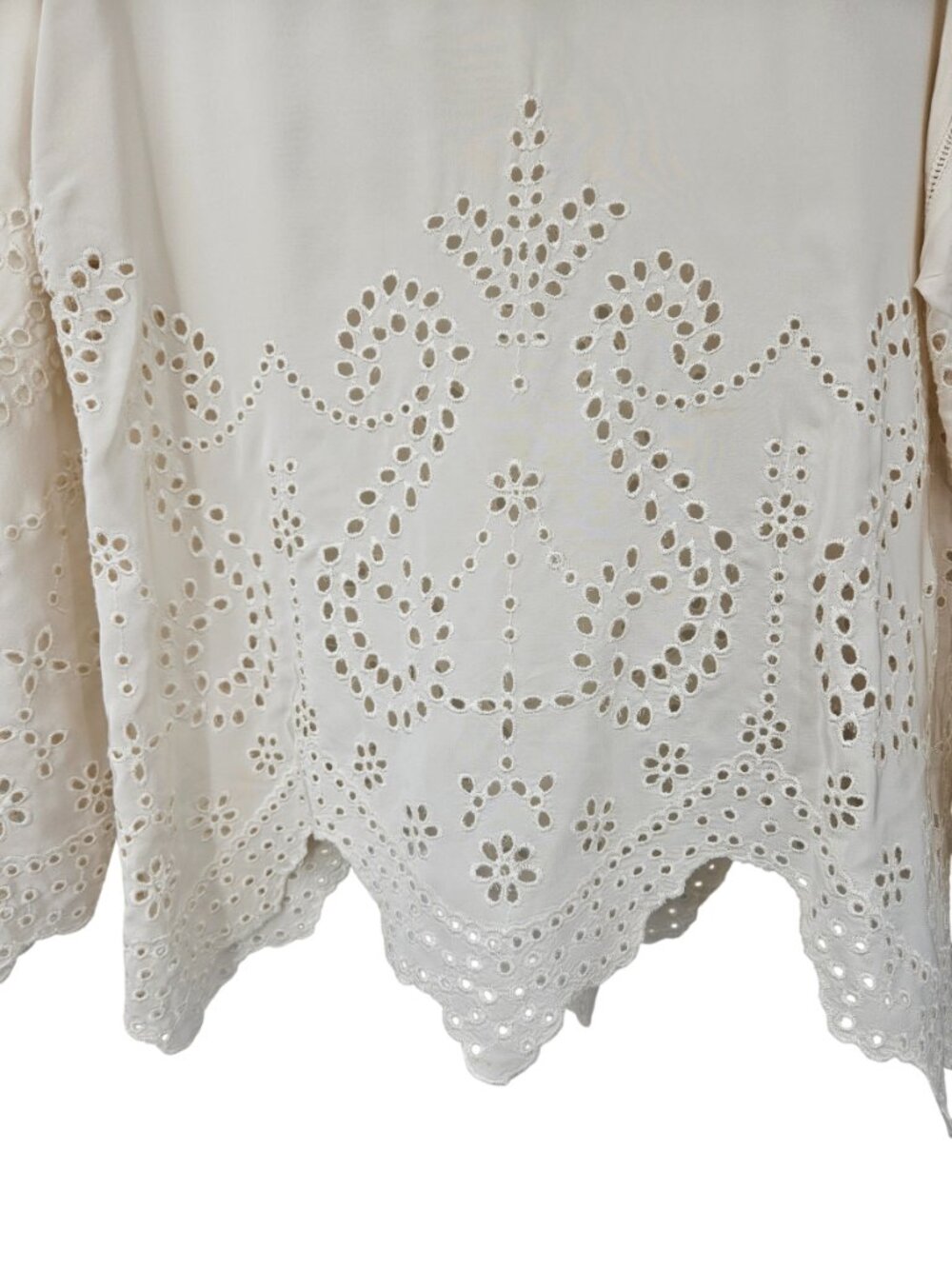 Ulla Johnson Althea Silk Eyelet Blouse Cream Women's Size 4 Preppy Boho Romantic - Picture 5 of 15